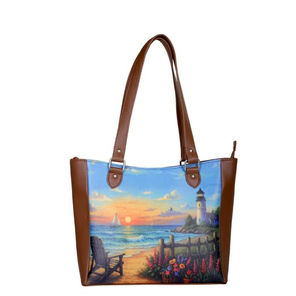 Printed Leather Shoulder Tote Bag for Women–Sling Bag Daily Use Purse for Office - Picture 1 of 10